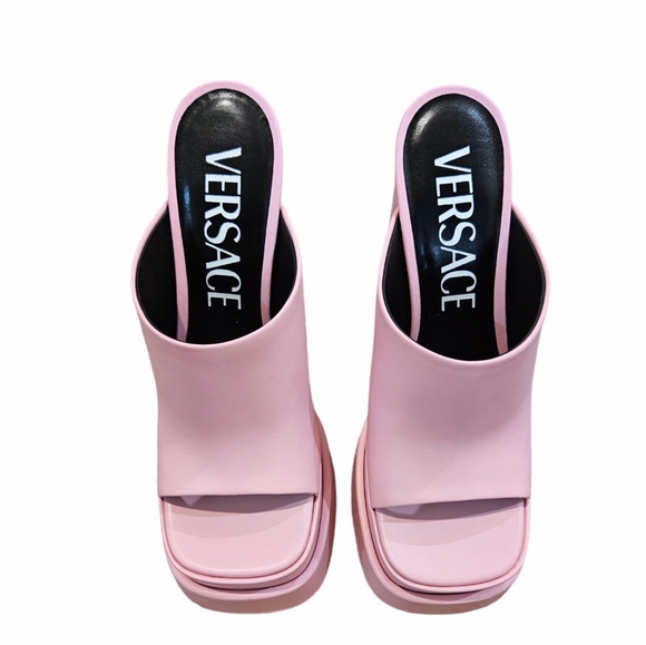 VERSACE Aevitas Platform Mules in Candy Pink Size 38.5 NIB - Picture 11 of 14